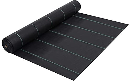 Iiaky Estera de Control de malezas y raíces PP Negro 2x150 m Jardín Patio Barrera Malla Hierba Abono Cubierta Revestimiento Protección