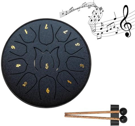 Ätherische Trommeln aus Stahl, 15,2 cm, 11 Töne, Regentrommel für draußen, Garten, Handpan, Schlagzeug, Instrument, Schlagzeug, Musik, Tamburin