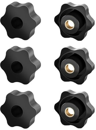 YOUZMY 6 Stück Sterngriffmutter M6, Flügelmutter M6, Rändelschraube Äußerer Durchmesser (32mm) Rändelgriffmuttern, Sterngriffmutter Innengewinde für Maschinenbau, Möbeln und Fitnessgeräte etc (M6-32)