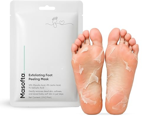 Masofta Exfoliating Foot Peeling Mask for Dry, Cracked Heels & Calluses Glycolic, Lactic & Salicylic Acid Formula Peels Dead Skin in Days Baby Soft Feet Treatment for Men & Women 40 g (Pack of 1)