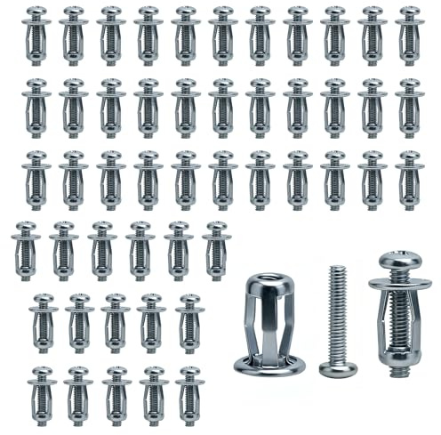 TNSLAND 50 piezas Jack Nuts, cavidad Metal Anchors M4 x 20, tuercas de expansión de petal, tacos de metal, tacos para placas de yeso para decoración del hogar y fijaciones en paredes de yeso y cavidad