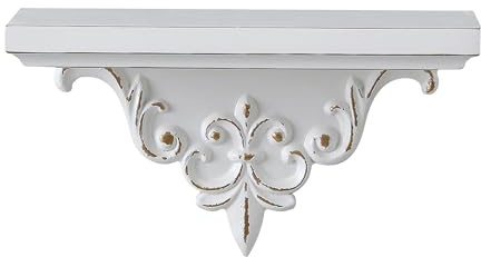 Sintosin Vägghylla Vintage 36 cm, Baroque Dekorativa Svävande Hyllor Vita, Antikguld Hyllor Vita för Väggar, Hyllplan Väggdekoration, Vägghylla för Vardagsrum Sovrum Hall