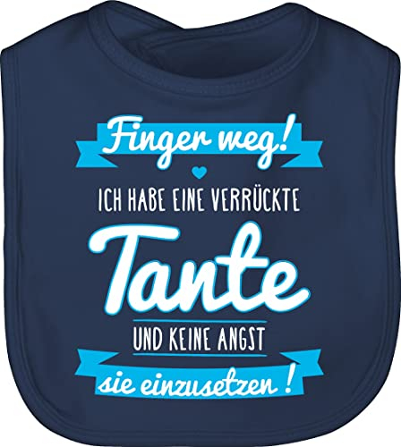 Baby Lätzchen - Ich habe eine verrückte Tante Blau - Unisize - Navy Blau - babysachen mit sprüchen aunt neffe babylätzchen lustige babygeschenke tantes teyze kinderlätzchen babygeschenk auntie