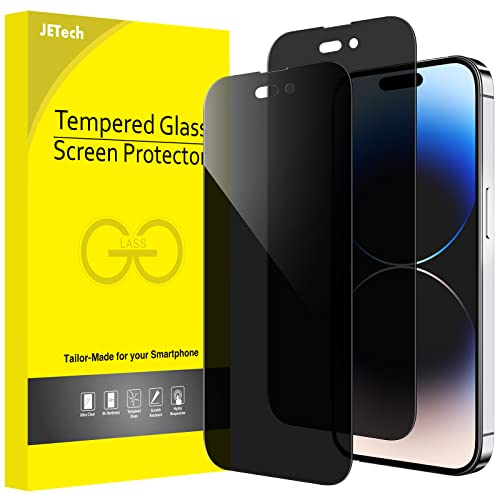 JETech Privacy Pellicola Protettiva Copertura Totale per iPhone 14 Pro 6,1 Pollici, Completa Vetro Temperato Film Anti-Spy, Compatibile con Cover, Pacco da 2