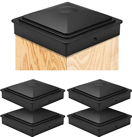 Tappi per pali 9 x 9 cm, 5 tappi per pali di legno, ponte, tappi in plastica con viti, plastica impermeabile, per pali in legno, resistenti e anti-cracking…