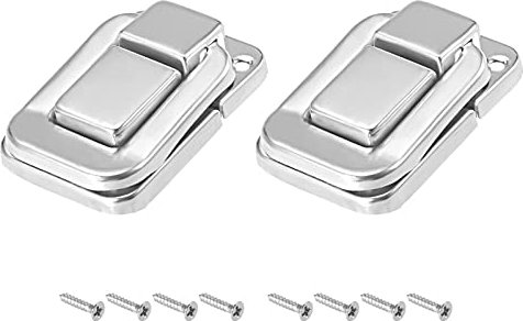 METALLIXITY Palanca Pestillo Cerradura (38mm x 25mm) 2uds, Hierro Cerrojo Pestillos - para Armarios Cajas Maletas, Plateado Tono