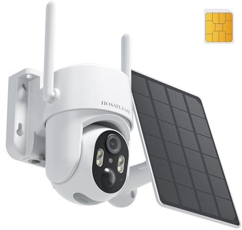 HOSAFE.COM 4G LTE Cellular Security Camera No Internet Needed,2K Solar No WiFi Security Camera Outdoor Wireless with SIM Card Jobsite, 360 Live View, Motion Detection, Free Cloud Storage(Need Apply)