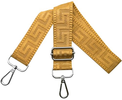 Correa para Bolso Ajustable de Mujer con Mosquetón Plateado 3.8cm Anchura, Reemplazo para Bolsos Bandolera y Crossbody, Amarillo Puro
