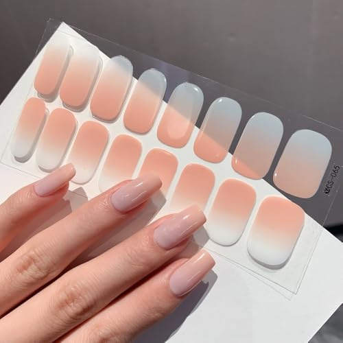 XUTONG 32 tiras Uñas Adhesivas Nail Stickers,Color de piel Gel Semicurado de Pegatinas,uñas de gel para decoración de gel semiendurecido para uñas,nail art