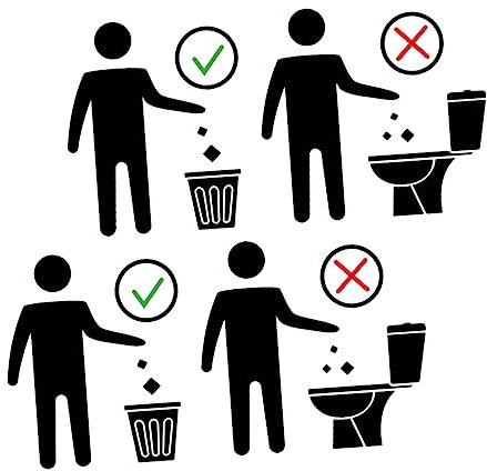 PHENOFICE Adesivi Per Bagno Segnale Di Avvertimento Per Sedili Water, 2 Pezzi 20x30cm, Adesivi Decorativi Resistenti Per Servizi Igienici e Wc, Promemoria Per Evitare Intasamenti in Bagno e Lavanderia