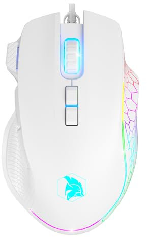 Empire Gaming – 2025 – W905 – Ratón Gamer con cable – 12800 DPI 1000 Hz – Retroiluminación RGB – Ergonómico – PS4, PS5, Xbox One/Series, PC y Mac – Software incluido – 8 botones programables (blanco)