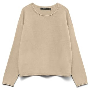 Vero Moda Vmsaba Roll LS O-Neck Pullover Ga Noos, Abbey Stone, M