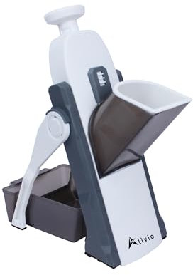 Alivio Multifunctional Spring Slicer - Vegetable Slicer, Dicer, Julienne, Stick Cutter with Stainless Steel Blade & 4 Cutting Modes, Safe & Unique Kitchen Gadgets (Grey)