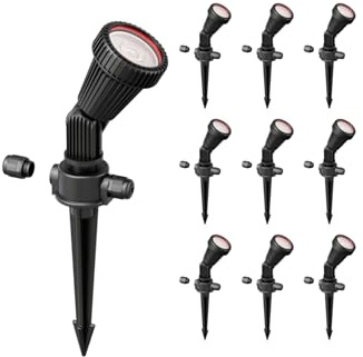 ledscom.de 10 st trädgårdsstrålkastare med jordspett PIRK för utomhusbruk, svarta, inkl. GU10-LED (vit, 8,2 W, 1179 lm vardera, 33°)