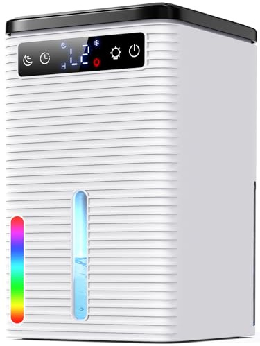 Deshumidificateur d Air Anti Moisissure Electrique 2.5L - Silencieux, Minuteur 2-12H et Arrêt Auto, LED 7 Couleurs - Déshumidificateur d air Portable pour Maison/Chambre/Salle de Bain, 750ML/24H