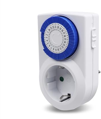 EXTRASTAR Presa elettrica Timer meccanico 24 ore, commutazione ogni 30 minuti, interruttore on/off, 230 V, 16 A, bianco, 1 pz