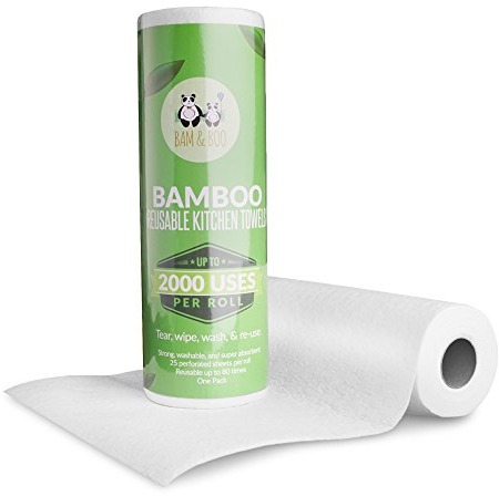 Bam & Boo - Wiederverwendbare Öko Bambus-Küchentücher (25 Blatt) - 100% Natürlich - Saugfähig, Reißfest, Waschbar & Praktisch