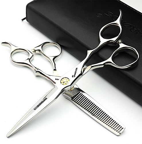 6Zoll Frisur Studio Modeling Schere Friseur Profi Haarschere JAPAN 440 C-Stahl Werkzeuge + Effilierschere(6 Zoll, 2 Stück-C)