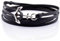 Planetys - Anker Armband Multi Row Schwarzes Leder aus 316L Edelstahl