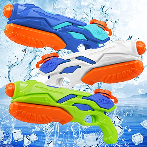MOZOOSON Pistole ad Acqua Giocattolo per Bambini, 3 x 300ML Water Guns con 8-10M Lunga Distanza, Blaster Toy per Bambini e Adulti