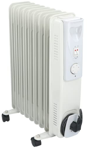 alpina Radiateur Bain d'Huile 2000W – Chauffage Bain d’Huile avec Thermostat Réglable – Chauffage Électrique avec Protection Surchauffe – Blanc