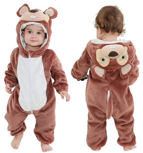 COOKY.D Scoiattolo Incappucciato Vestito Costume Invernal Romper,18-24 Mesi