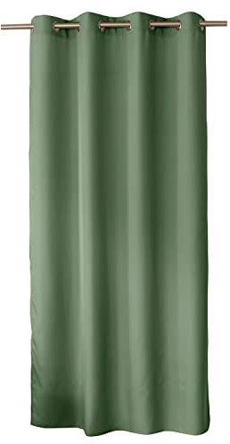 ED ENJOY HOME - Cortina Decorativa con Ojales Plateados, 140 x 240 cm, Verde Arcilla, 100% poliéster, satén, colección básica