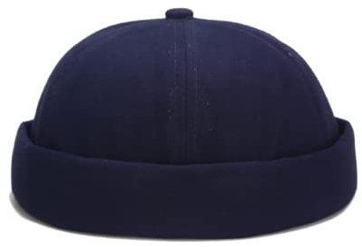 HINGTAT Dockerhatt män trackare mössa fiskare mössa skärmlös keps arbetare sjöman keps rullad manschett retro mode justerbar dockerkeps för män dam, Marinblått Xsp, en storlek