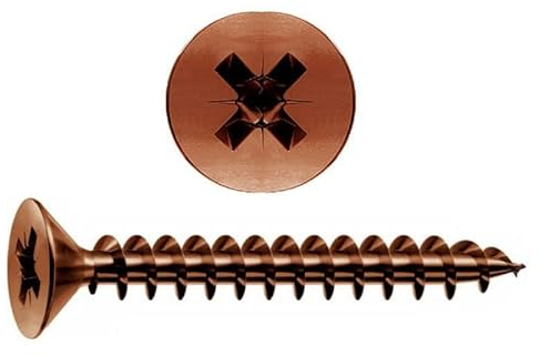 Set 200 Viti per Legno Trucciolare Autofilettanti a Testa Svasata 4x50mm - Set ideale per Lavori fai da te e Bricolage - Disponibili in diversi colori e misure- Color Bronzate