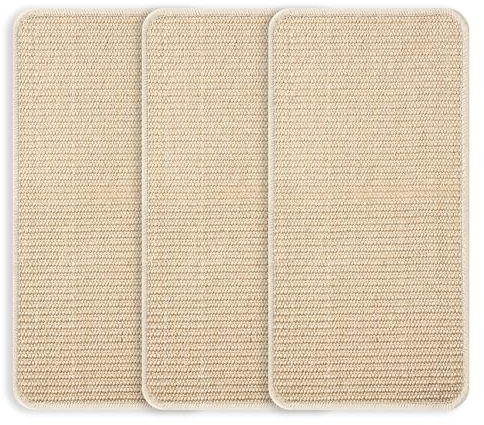 Tallgoo Kratzbretter Katze,Katzenkratzbretter Sisal Kratzteppich 50x25cm, widerstandsfähig Originalfarbe kratzmatte Katze kratzmöbel schutzung und Wände,3 Stück