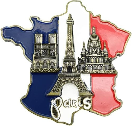 Paris Fridge Magnet, Multicolor Fridge Magnets Sticker - France Map Fridge Sticker | 3D Resin Magnets for Fridge, Decorative Fridge Magnets Cathedral Notre Dame de Paris France Eiffel Tower Set