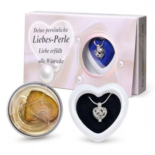 Kremers Schatzkiste perle de vœu amour + collier dans boîte cadeau perle d'amour bijoux chaîne