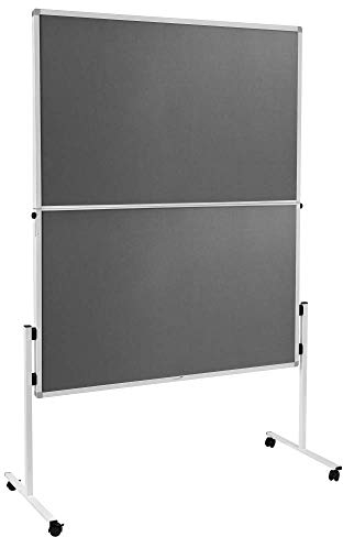 Legamaster Economy Moderationswand klappbar - grau - 150x120 cm - doppelseitig, mit Filz bezogenes Pinboard - einsetzbar als Trennwand - inkl. 4 feststellbaren Rollen