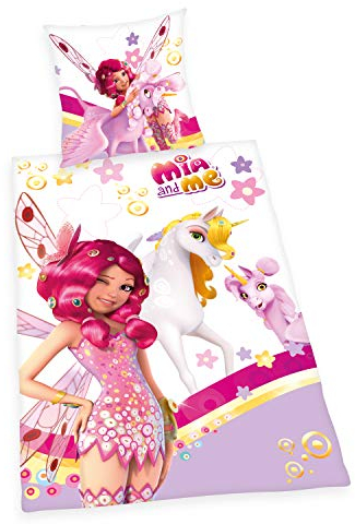 Herding Mia & Me Bettwäsche-Set, Wendemotiv, Kopfkissenbezug 80 x 80 cm, Bettbezug 135 x 200 cm, Baumwolle/Renforcé, Mehrfarbig