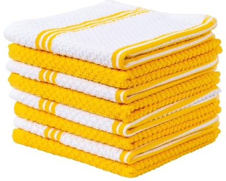 Living Fashions 8 Pack Dish Cloths for Washing Dishes - 100% Cotton Absorbent Dish Towels Size 12 x 12 - Perfect Dish Rags for Washing Dishes - Kitchen Rags and Washcloths for Dishes