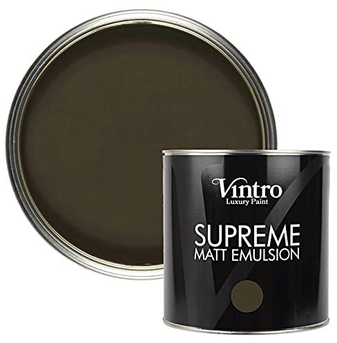Vintro Paint | Dark Grey Matt Emulsion | Luxury Wall & Ceiling Paint | Smooth Chalk Finish | 2.5L (Midnight)