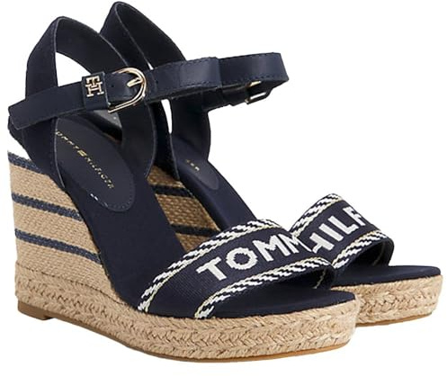 Tommy Hilfiger SEASONAL WEBBING WEDGE, Sandalo espadrillas con zeppa Donna, Blu (Space Blue), 40.5 EU