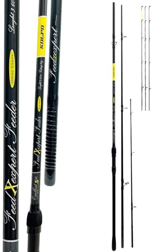 Kolpo Feed Expert – Canna da Feeder 3.90 m in Carbonio Alto Modulo – Azione 90g – 3 Vette Intercambiabili – Leggera, Potente e Sensibile per Mare e Acque Interne