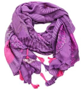 QUEEN HELENA Warmer Gemusterte Bunter Winterschal für Damen SC22-8 violett, Einheitsgröße