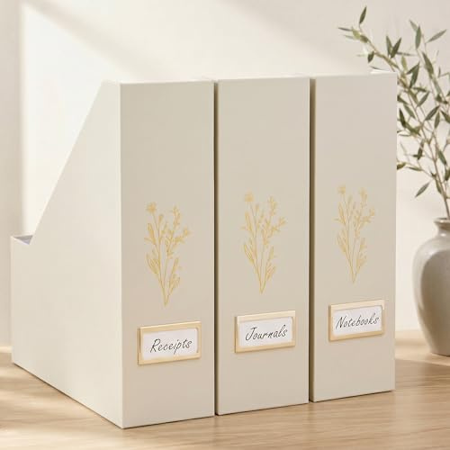 ZICOTO Beautiful Magazine Holder Set Of 3 - Sturdy File Holder to Organize Your Desk Or Shelves - The Perfect Office Storage to Effortlessly Organize Your Paperwork/Files, Magazines, Books Or Binders