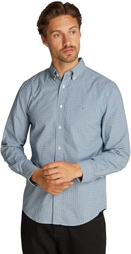 Tommy Hilfiger Chemise Homme Flex Poplin Gingham Regular Fit, Multicolore (Nouveau Green/Multi), S