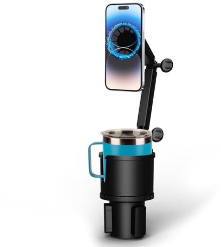 Bvdfgk Getränkehalter Telefonhalterung - 2 in 1 verstellbare Handy Getränkehalter Autohalterung, Getränkehalter für Ihr Auto, 360 drehbarer Basis Expander, magnetischer Ständer für Reisen, Auto, LKW