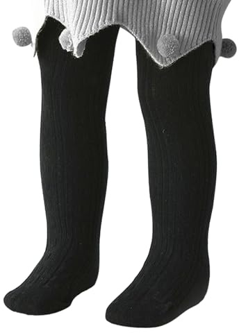 PONCEAU Baby Tights Cable Knit Baby Leggings Toddler Soft Tights Winter Socks for Girls Newborn Stockings for Boys Black