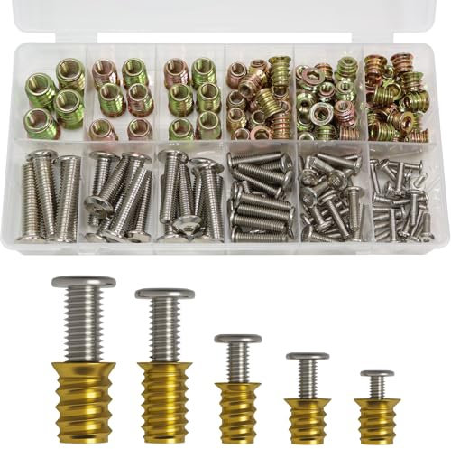 ZUYUEE insert fileté en bois et en métal,M4/M5/M6/M8/M10 insert fileté pour le bois avec des vis