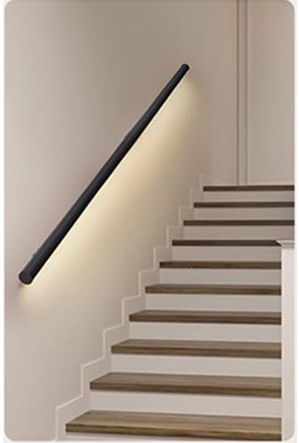 Stair handrail lights Aluminum LED Stair Handrail Wall Mounted Indoor Outdoor Safety Railing with Luminous Cable Black 47.3/2m)
