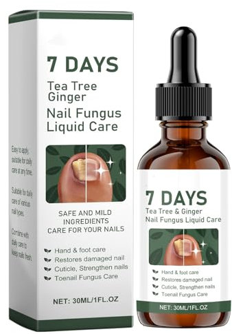 Fungal Nail Treatment - GingerTea Tree Nail Fungus Liqud, Nail Fungus Treatment for Toenail and Fingernail, Ginger Nail Strengthener Growth Serum for Damaged, Broken,Discolored Nails