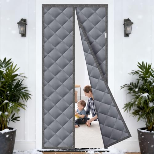 SPEFWTUP Rideau de porte magnétique à isolation thermique, coupe-vent, imperméable, isolation phonique, convient pour chambre à coucher, salon, cuisine, 90 x 210 cm