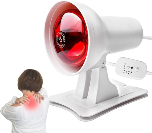 Dhqkqg Lampada a Infrarossi, 150 Watt Lampada Termica a Infrarossi, Rossa Riscaldanti con 4 Livelli di Temperatura e Funzione Timer, Angolo Regolabile, per Rilassamento, Affaticamento Muscolare
