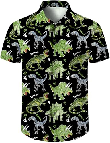 COSAVOROCK Camisa de Estampado Animal Casuales Manga Corta para Hombres | Camisas hawaianas para hombre, camisa de frutas, camisa de verano, vacaciones