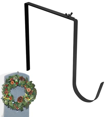 Crochets de couronne pour porte d'entrée, cintres de couronne - Crochet de en métal réglable - Porte-couronne réglable de 6 à 11 pouces, porte-fleurs en pierre tombale pour couronnes d'automn